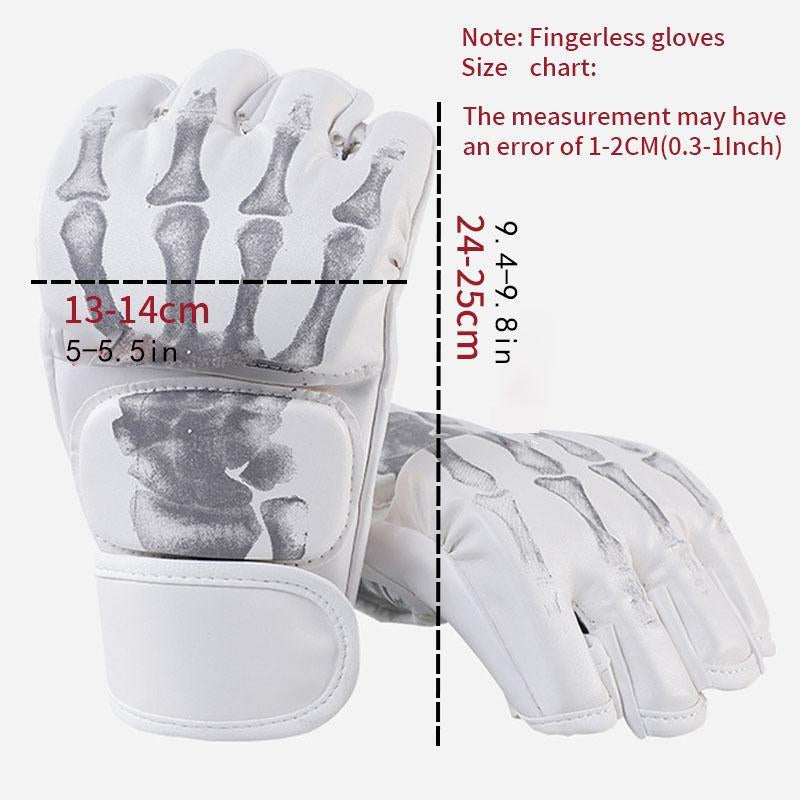 Half Finger Boxing Gloves, Professional Ghost Hand Print Training Gloves for Men & Women, Professional Sports Equipment for Boxing & Martial Arts