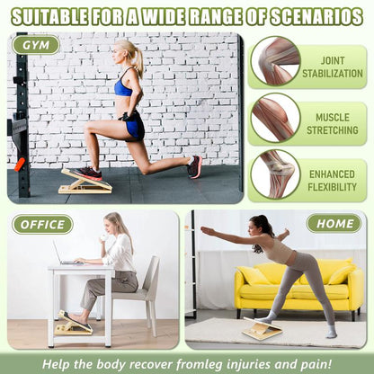 Portable Wooden Slant Board for Calf Stretching Squats Calf Stretcher Pilates Physical Therapy Equipment Adjustable Incline Board for Knees Ankle Heel Feet Leg