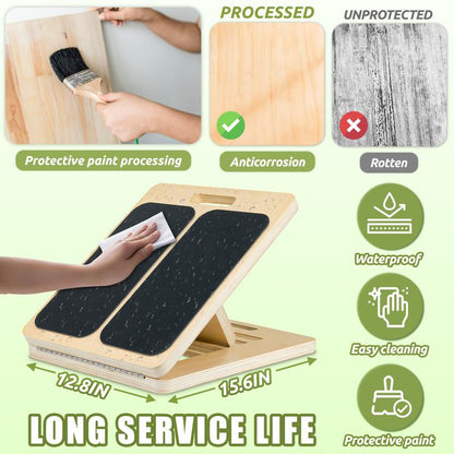 Portable Wooden Slant Board for Calf Stretching Squats Calf Stretcher Pilates Physical Therapy Equipment Adjustable Incline Board for Knees Ankle Heel Feet Leg