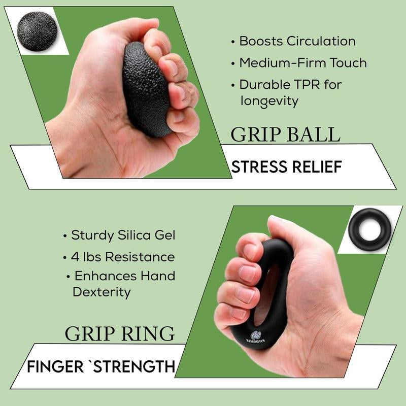 5-Piece Ergonomic Hand Grip Kit for Forearm Strengthening, Durable Design by Fitness Solutions USA