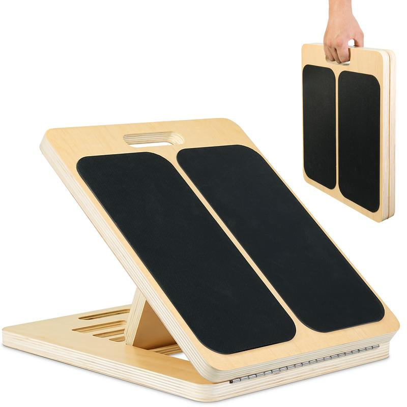 Portable Wooden Slant Board for Calf Stretching Squats Calf Stretcher Pilates Physical Therapy Equipment Adjustable Incline Board for Knees Ankle Heel Feet Leg