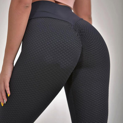 Seamless High-Waist Plaid Leggings for Women - Breathable Fitness Yoga Pants